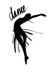 Silhouette of a dancing girl. Ballet Dancer girl isolated. Vector illustration hand drawn,.