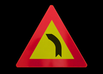 Traffic sign isolated - Curve left