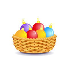 Christmas balls in the basket, Happy New Year