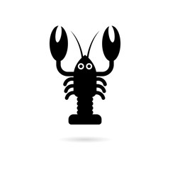 Black Illustration of a lobster, Lobster icon or logo