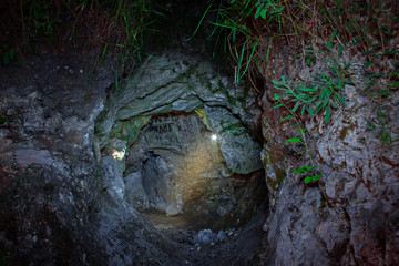 Natural cave in the mountains, Russia