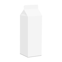 Milk or juice carton box mockup isolated on white background - half side view. Vector illustration