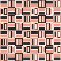 Papier peint Années 50 Retro Palm Springs Briques Roses et Bruns Vector Seamless Pattern.Whimsical Geometric Backrgound.Abstract Mid-Century Geo