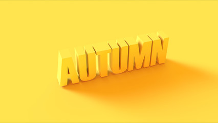 Bright Yellow Autumn Sign 3d illustration 3d render