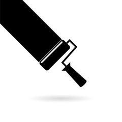 Black Paintbrush Roller simple icon or logo