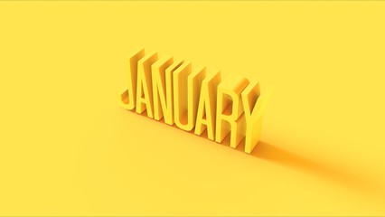 Bright Yellow January Sign 3d illustration 3d render