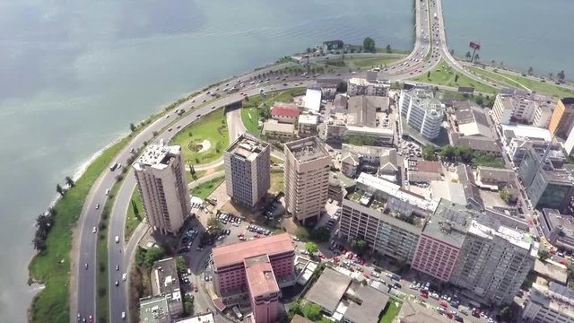 Over Abidjan plateau buildings