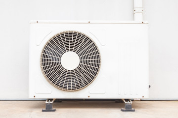 Air compressor installation on pedestal.outdoor