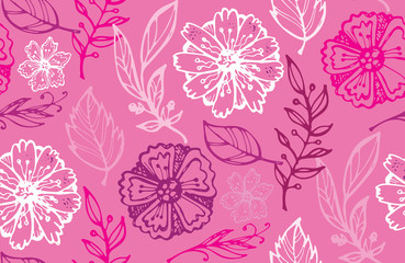 Hand drawn doodle floral pattern