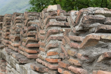 Battlements from scorched bricks