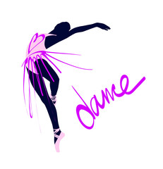 Obraz na płótnie Canvas Silhouette of a dancing girl. Ballet Dancer girl isolated. Vector illustration hand drawn,.