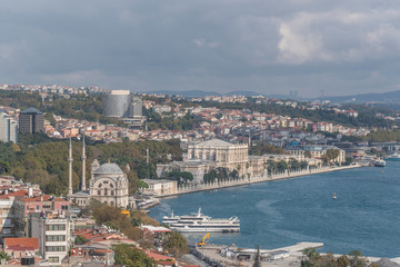 Obraz premium Bosphorus, Findikli and Beşiktas View from Cihangir