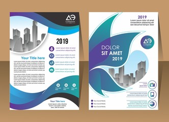 Front and back cover of a modern business brochure layout or flyer template, poster, magazine, annual report, book, booklet with red circle and gray design. Size A4
