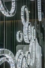 Crystal rings LED chandelier pendant light hanging from ceiling