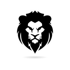 Naklejka premium Logo lub ikona głowa czarnego lwa