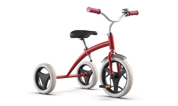 3D illustrate of Children's tricycle pink bicycle isolated on white background