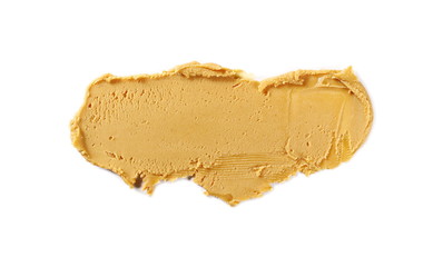 Peanut butter isolated on white background, top view