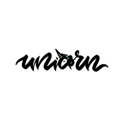 Fototapeta na wymiar Unicorn text as logotype, badge, patch and icon.