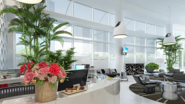 Counter inside a waiting lounge - 3d visualization