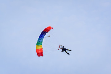 paragliding in the blue sky