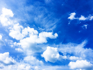 White clouds and blue sky background
