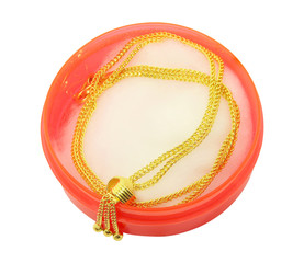 Gold chain necklace isolated on white background with clipping path.