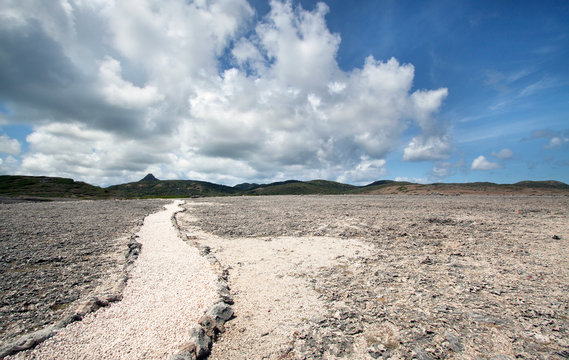 Wide angle view the coastline of Shete Boka National park, Curacao.