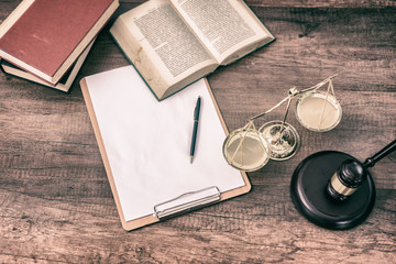 Judge`s gavel and law books.constitutional crisis