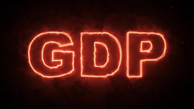 GDP - Gross domestic product - hot glowing text in the dark
