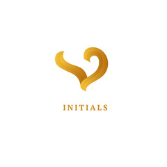 Fototapeta premium Monogram design elements, graceful template. Calligraphic elegant logo design. V logo line art monogram. Letter V on a white background. Letter V vector logo. Business sign, identity, label, badge.