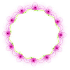Digitally generated image. Colorful fractal, elegant, delicate flower round frame. Abstract floral fractal background for art projects.