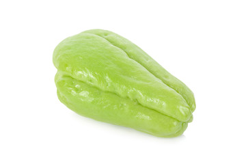 whole fresh chayote on white background