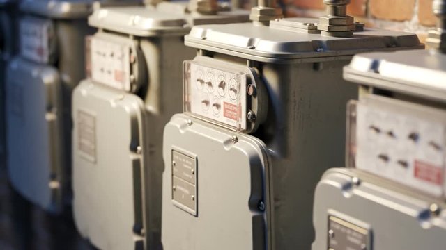 Gas meters showing fuel flow in a timelapse. Endless looping animation. 4KHD