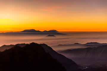 Bromo vocalno at sunrise, East Java, , Indonesia