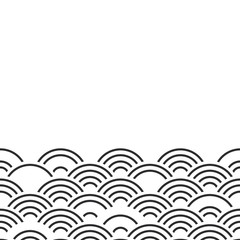 Seigaiha or seigainami literally means wave of the sea. card banner design for text abstract scales simple Nature background with japanese circle pattern Black White colors. Vector