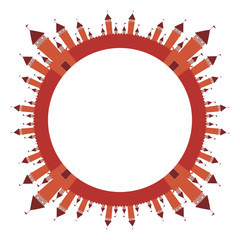 card banner design round frame wreath for text With Castle princess, fairytale isolated on white background. Vector