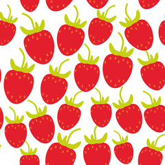 Seamless pattern red color strawberries on white background. Vector