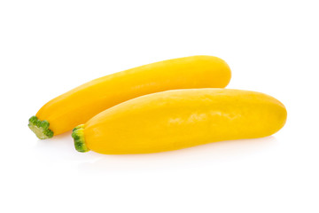 Fototapeta na wymiar unpeeled fresh yellow zucchini on white background