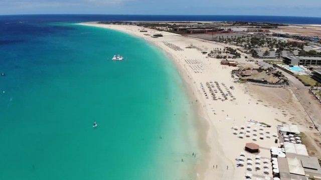 Cape Verde aerial footage view view of Santa Maria beach in Sal Cape Verde - Cabo Verde
