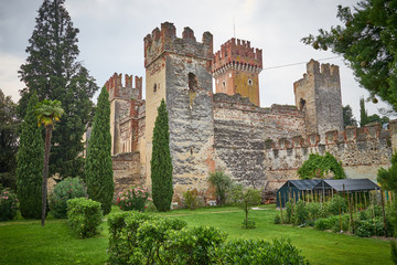 City of Lazise with Castle "Scaligeri" at Lake Garda in Italy