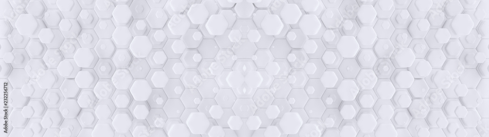 Poster hexagonal geometric background. abstract structure of lots of different height hexagons. creative ho