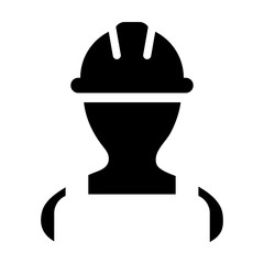 Manual worker icon vector male construction service person profile avatar with hardhat helmet in glyph pictogram illustration
