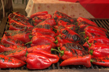 Grilled red sweet peppers