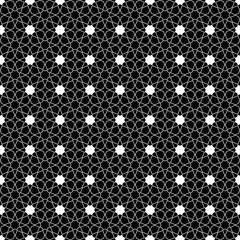 Moroccan seamless pattern, Morocco. Patchwork mosaic with traditional folk geometric ornament black white. Tribal oriental style. Can be used for fabrics, wallpapers, websites. Vector