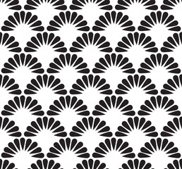 Fototapeta na wymiar Seamless pattern Geometric wave of the sea, abstract scales simple Nature background japanese circle Black white colors. Vector