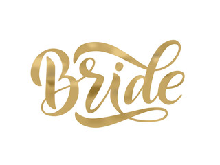 Bride team word calligraphy fun design. Lettering text vector illustration for bachelorette party