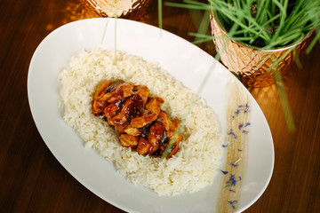 rice with meat and vegetables