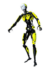 3D Rendering Male Robot on White