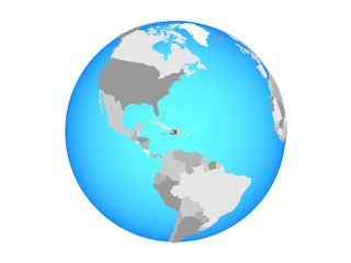 Haiti on blue political globe. 3D illustration isolated on white background.