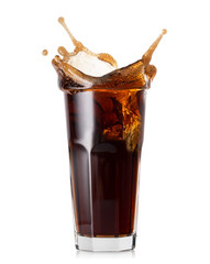 Splash in high glass of cola